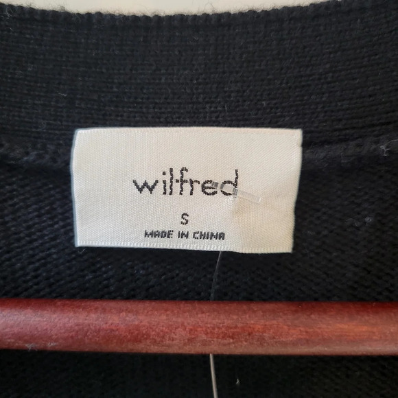 Aritzia wilfred sweater dress utopia vneck cardigan midi merino wool black small - Picture 11 of 11